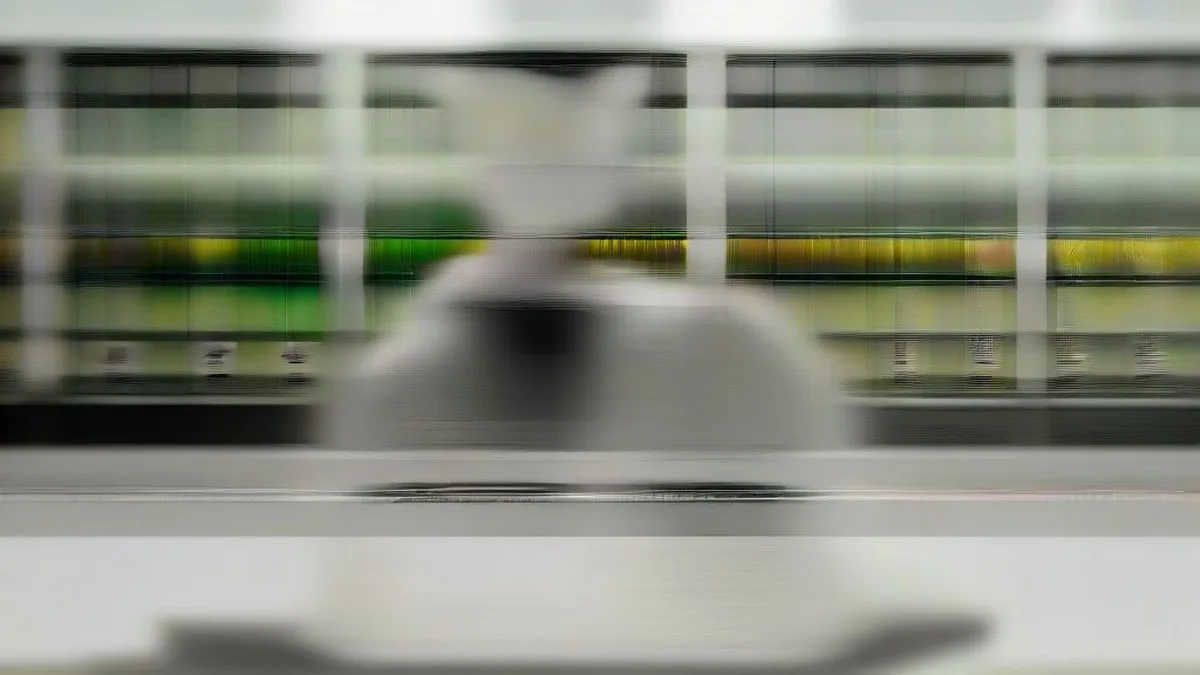 Cleanroom engineer holding an advanced silicon semiconductor wafer in a manufacturing facility