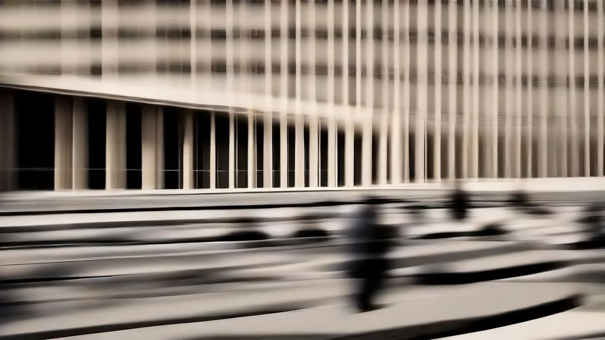 Exterior view of the Supreme Court of India building in New Delhi with advocates walking in the corridors