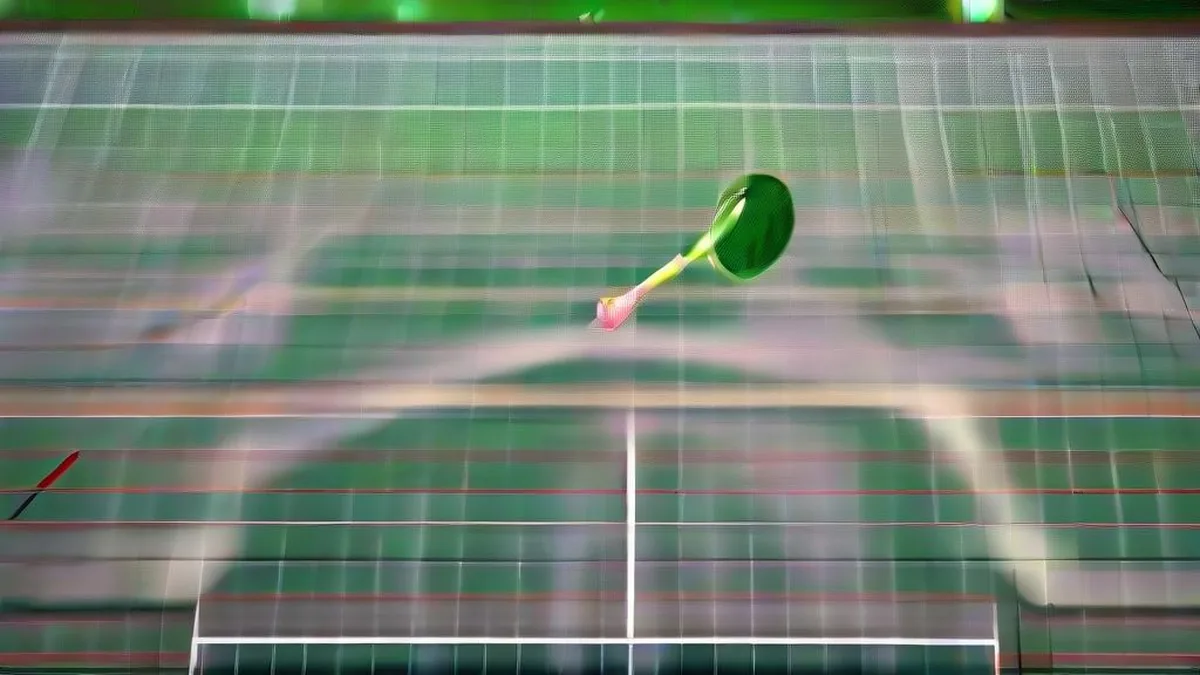 Young female badminton player preparing to hit a shot on an indoor court