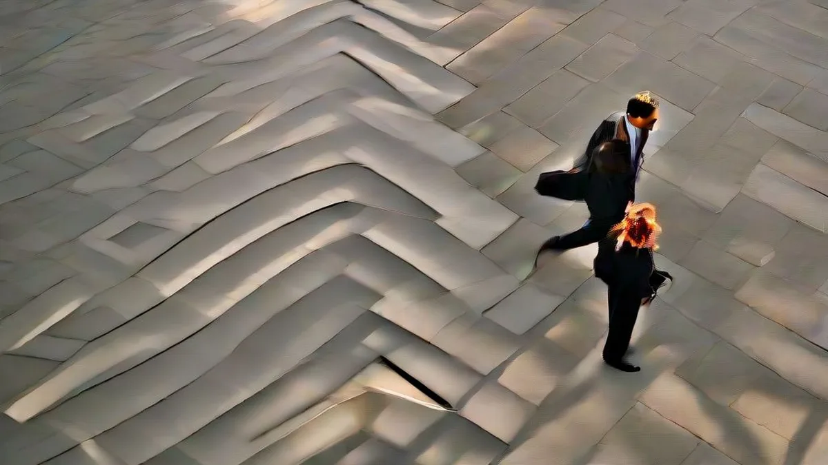 Modern corporate glass office building entrance in a major metropolitan business district during morning hours