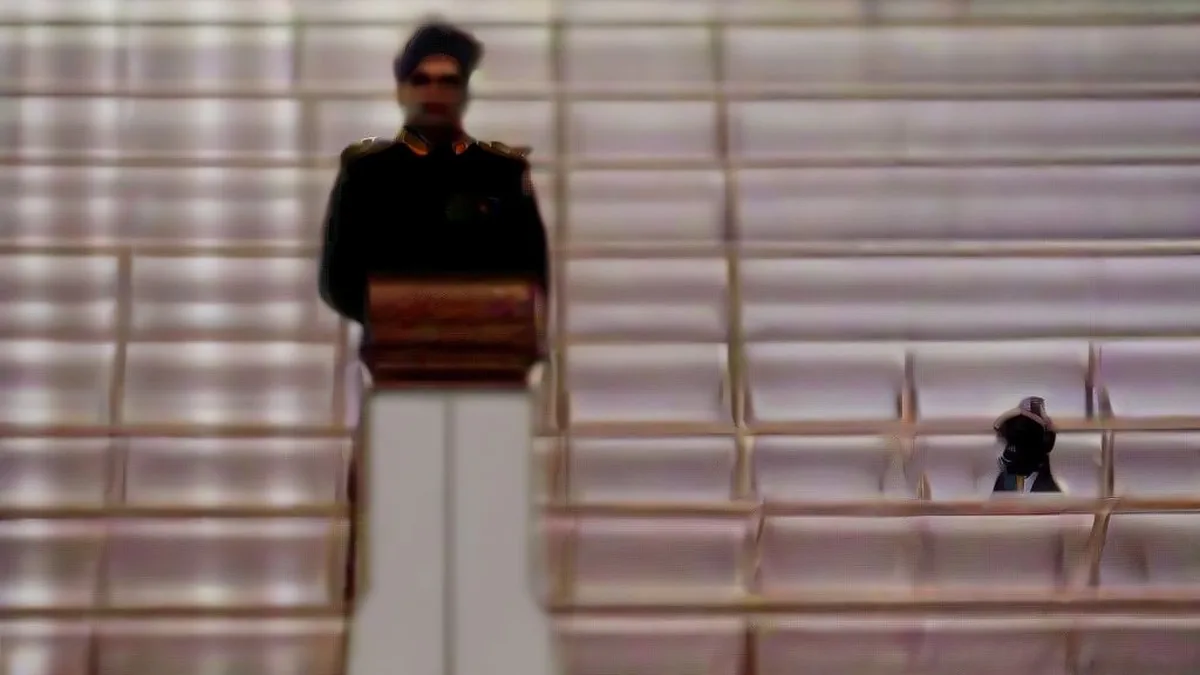 A senior Indian military officer addressing a defense symposium on military integration and theater commands