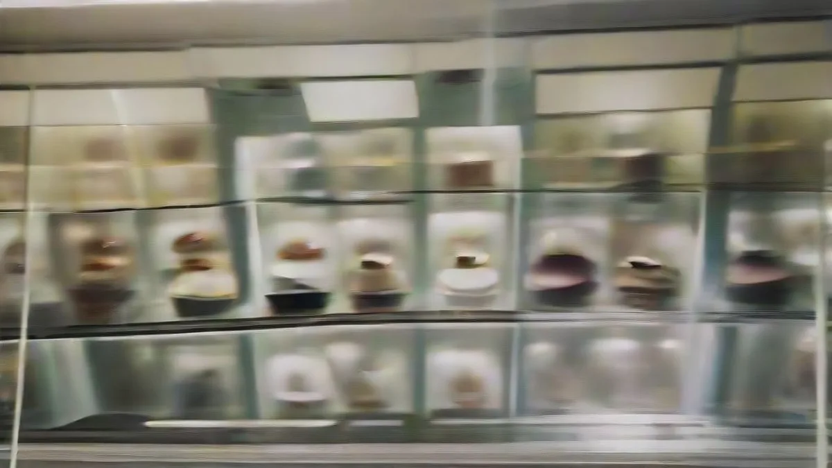 Police investigators examining a glass showcase inside a jewellery store following a major theft