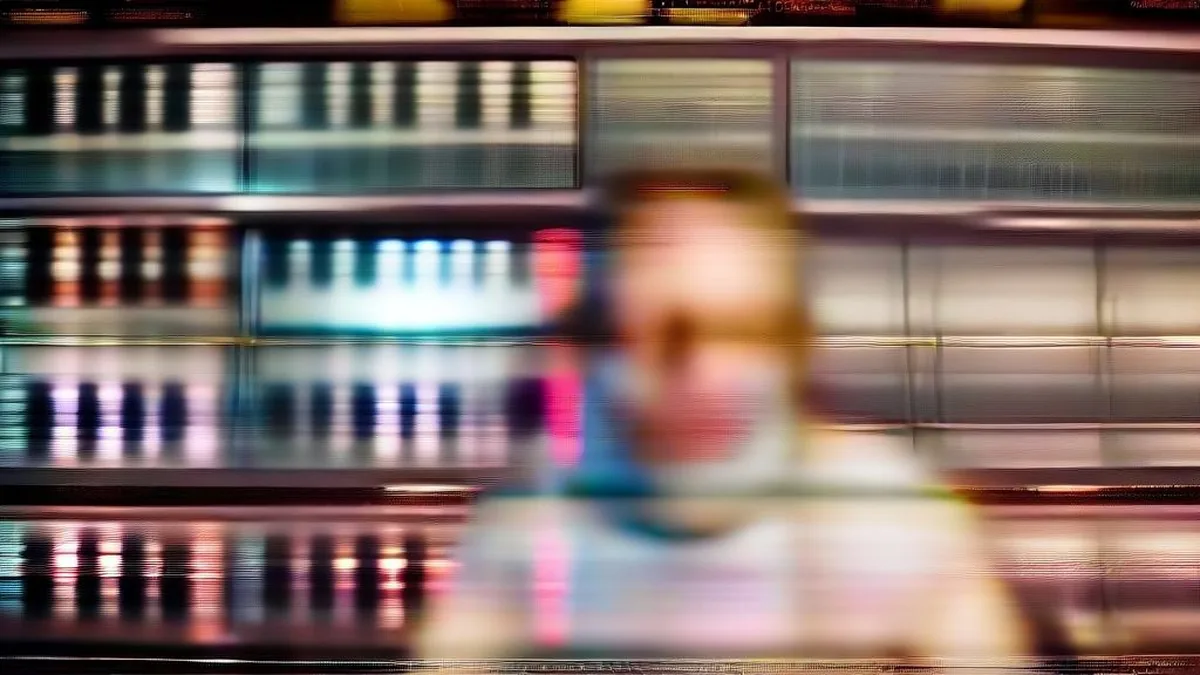 Music producer working at a studio sound mixing console with soft ambient lighting