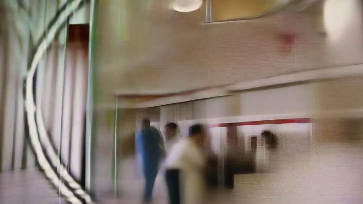 Government officials reviewing recruitment dossiers in an administrative corridor