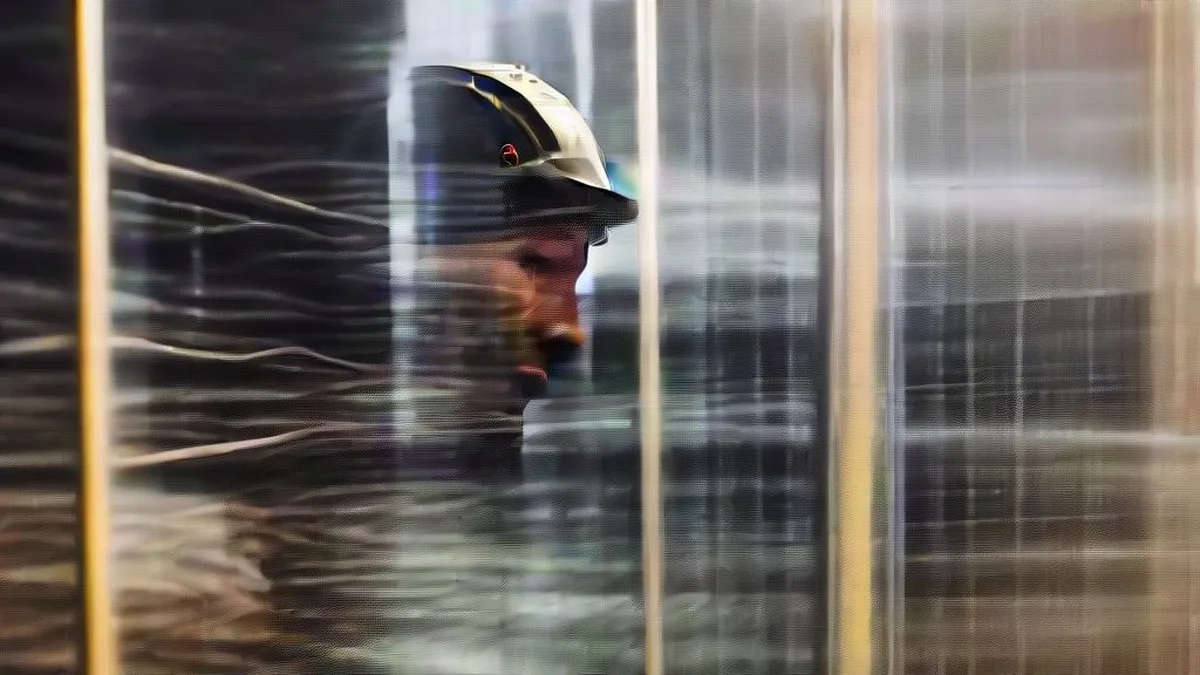 A telecommunications engineer inspecting outdoor fiber optic hardware at a network base station.
