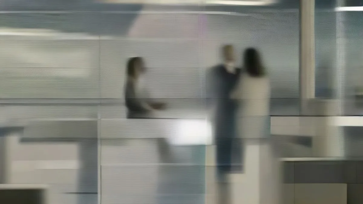 Financial professionals working at modern computer desks evaluating digital market data in an office